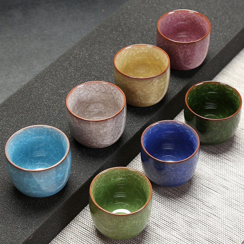 冰裂茶杯大号陶瓷功夫茶杯子100毫升主人杯冰裂开片纹日式品茗杯