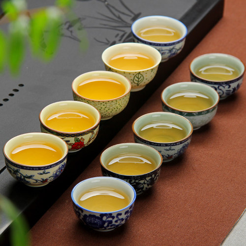 陶瓷功夫小茶杯子小号青花瓷釉中