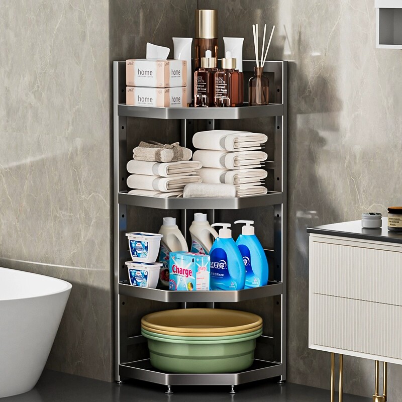卫生间置物架浴室三角架多层夹缝转角收纳架厕所洗手间脸盆储物架