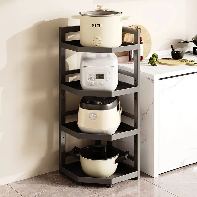 厨房锅具置物架家用多层转角储物架多功能墙角收纳靠墙落地三脚架