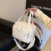 韩版 手提妈咪包母婴外出轻便大容量托特包单肩斜挎撞色通勤帆布包