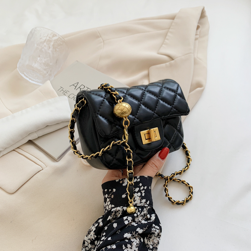 洋气儿童单肩包女菱格小香风