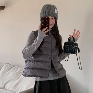 大码胖妹妹立领单排扣夹棉马甲女秋季新款叠穿保暖无袖背心外套潮