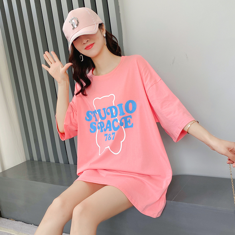 實拍純棉t恤女短袖ins潮寬鬆中長款bf韓版半袖夏季新款上衣