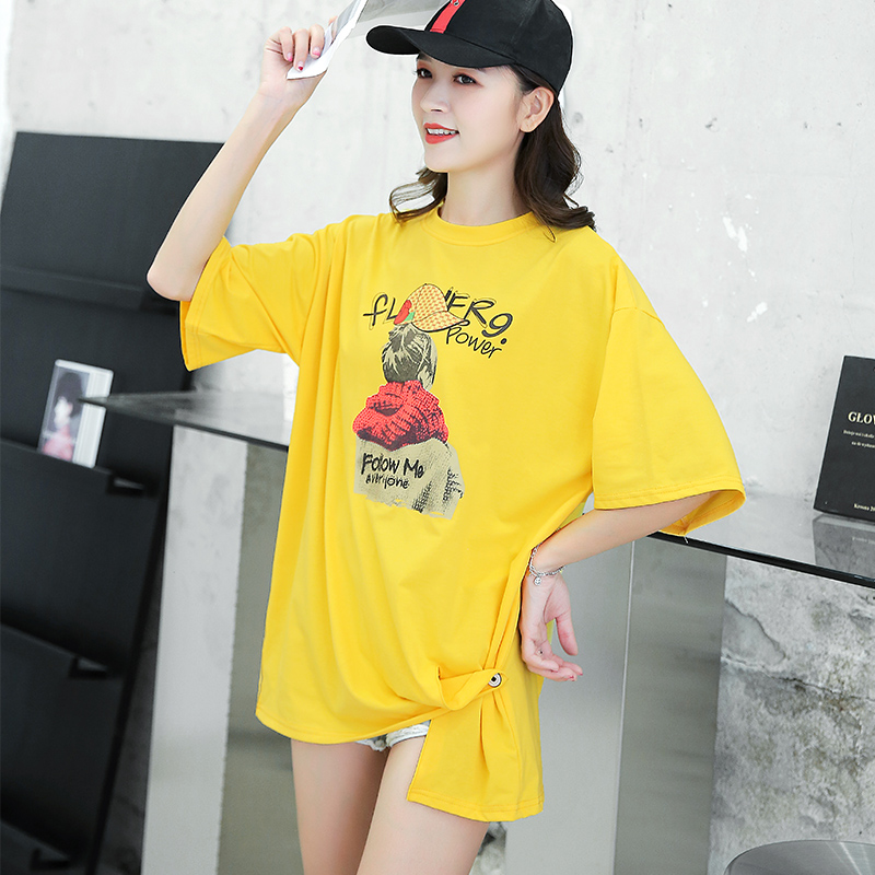 Real shot cotton summer t-shirt female short sleeve cotton collar loose large Korean half sleeve slim fashion net red