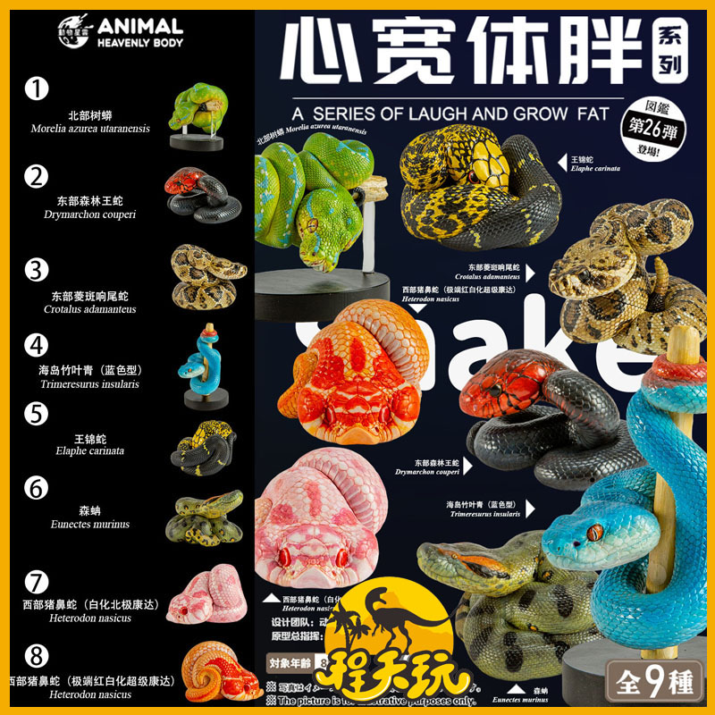 动物星云心宽体胖系列二十六弹蛇4 潮流玩具冷血爬虫模型手办摆件