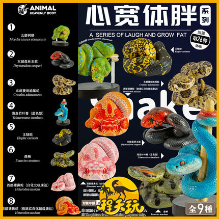动物星云心宽体胖系列二十六弹蛇4 潮流玩具冷血爬虫模型手办摆件
