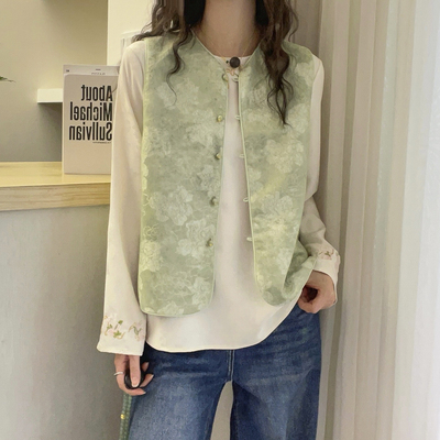 新中式国风刺绣马甲外套女欧洲站