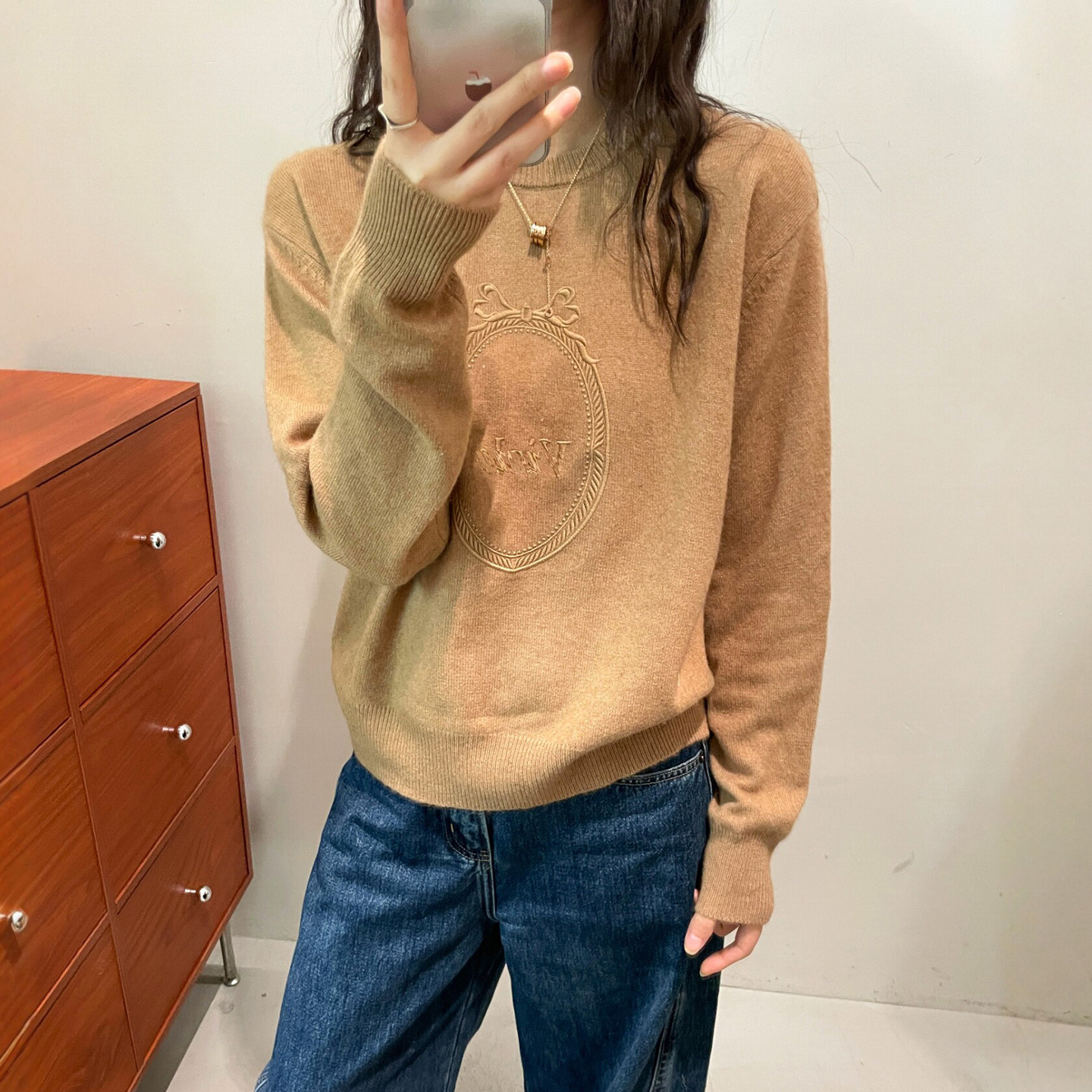 刺绣绵羊毛山羊绒针织衫女欧洲站