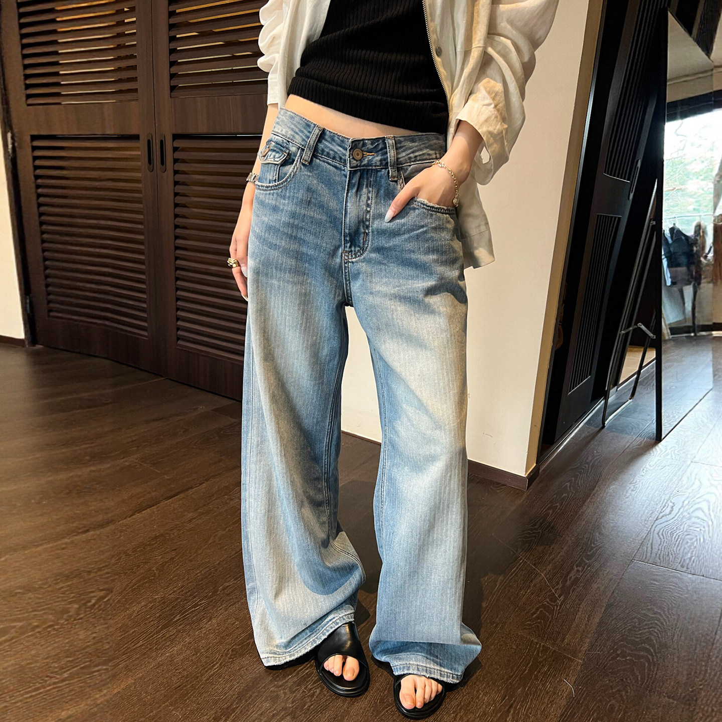 复古拖地工装阔腿牛仔裤女欧洲站2026春装新款欧货女装直筒裤子潮