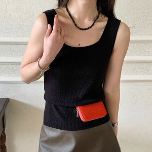 细羊毛方领针织吊带背心女欧洲站2025早春新款欧货女装打底小衫潮