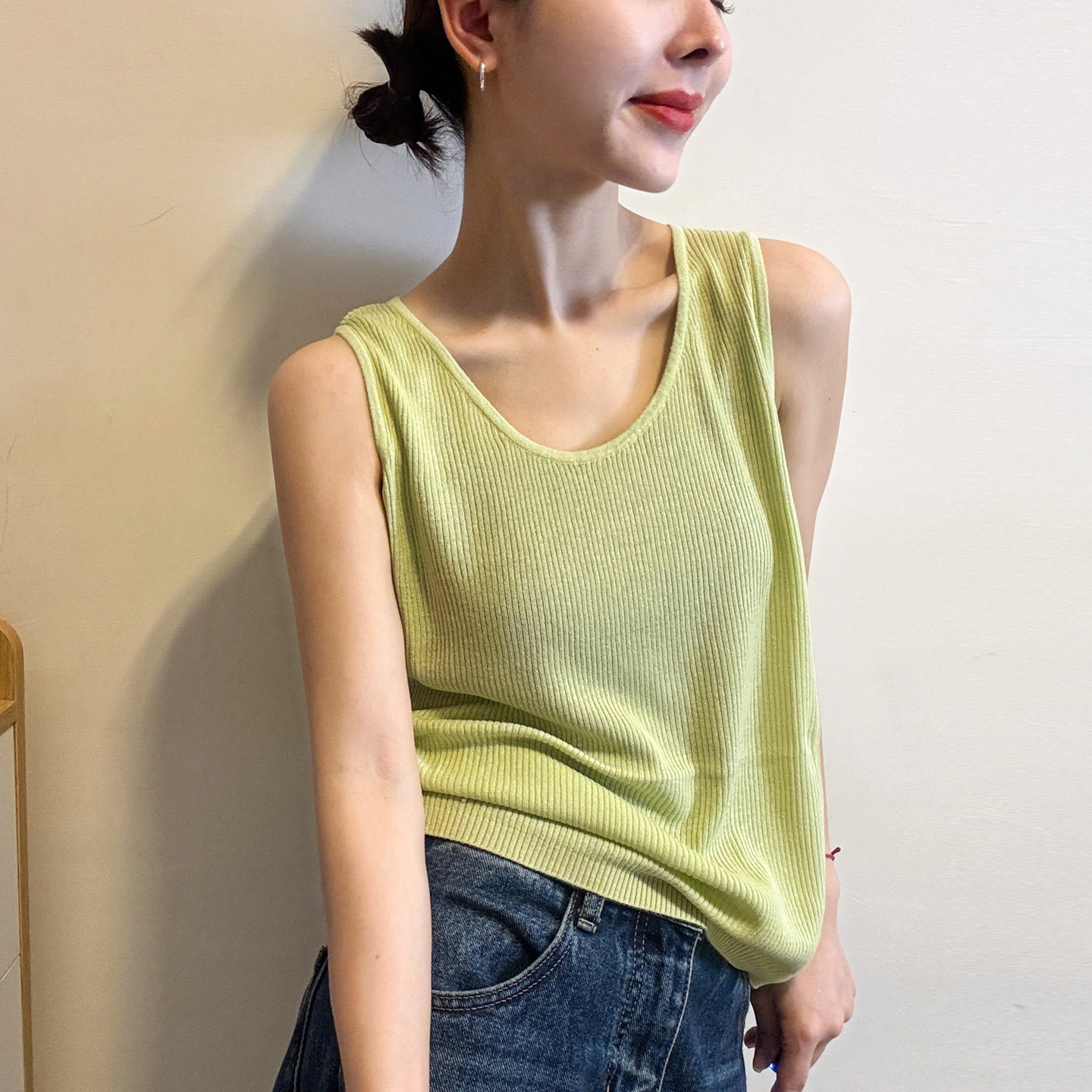 糖果色U领冰丝针织背心女欧洲站2026夏季新款欧货女装打底小衫潮