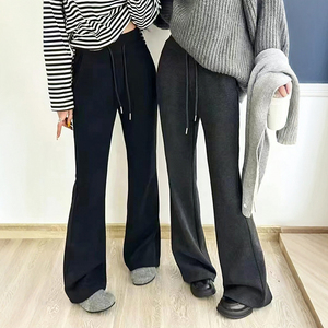 拖地加厚加绒羊绒微喇裤女欧洲站2024冬装新款欧货女装休闲裤子潮