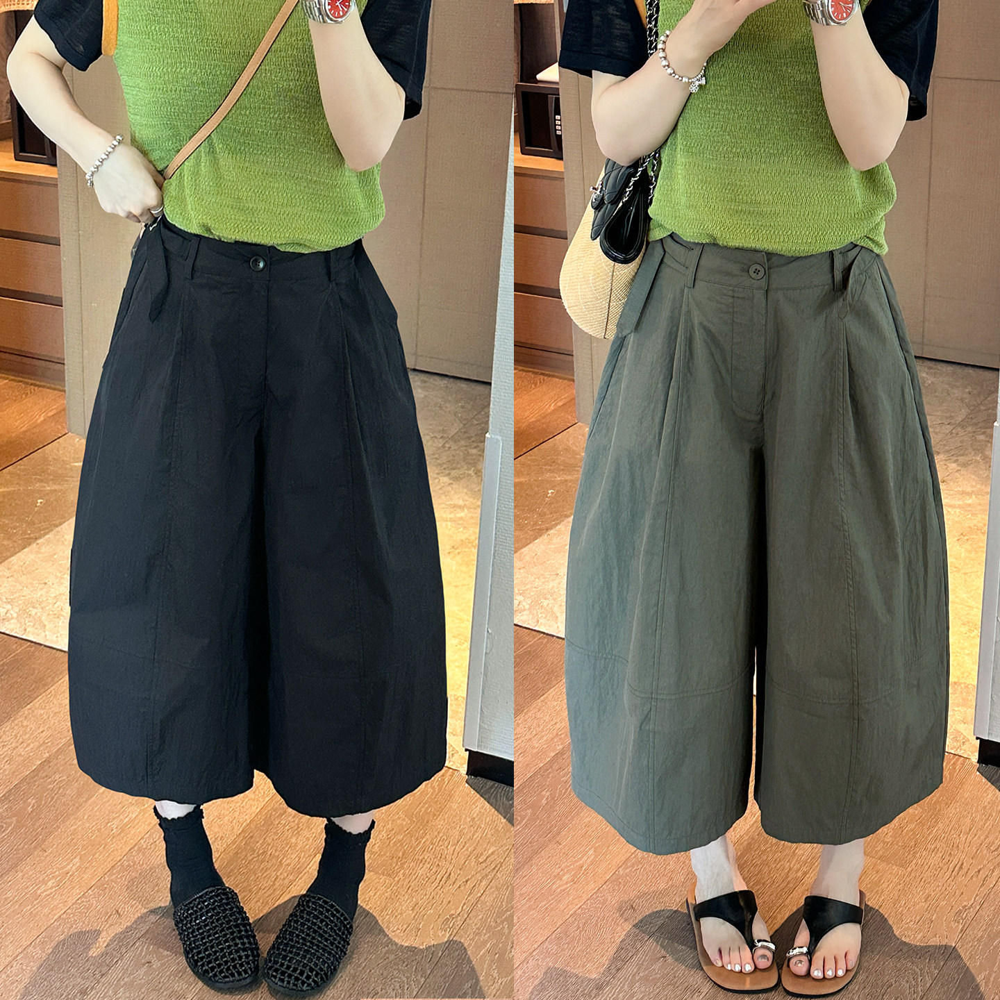 速干工装八分气球阔腿裤女欧洲站2026夏季新款欧货女装休闲裤子潮
