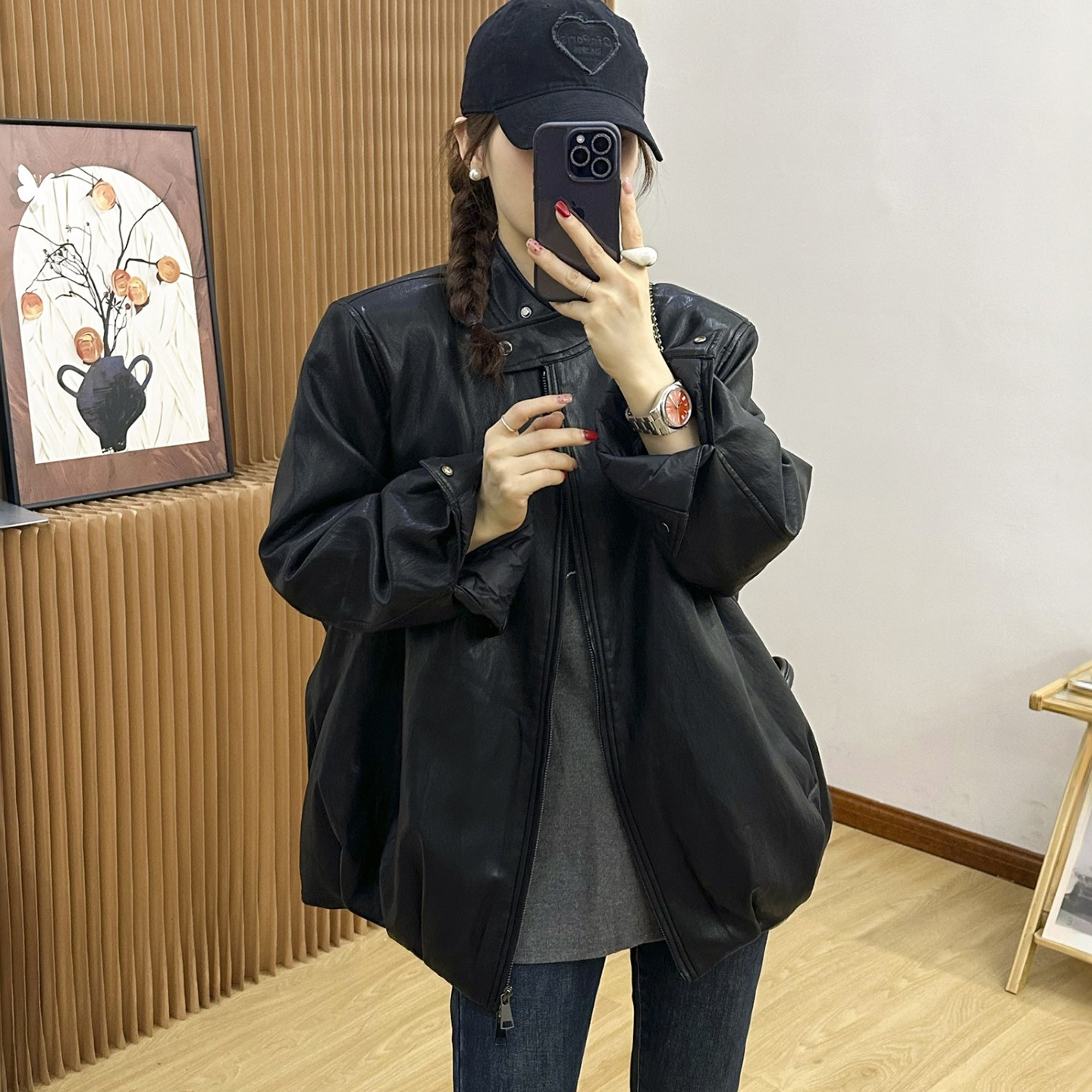 复古PU蛋白皮羽绒服女欧洲站2025冬装新款欧货女装时尚短款外套潮