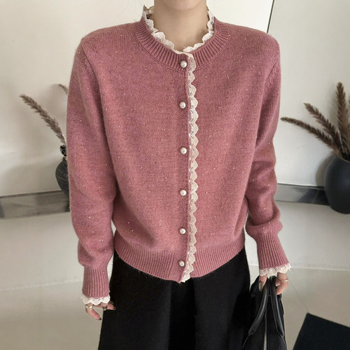 重工亮片金丝羊毛针织开衫女欧货