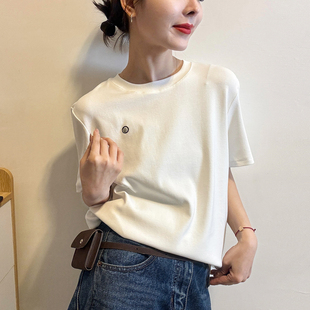 贝壳扣修身短袖面膜T恤女欧洲站2026春装新款欧货女装打底小衫潮