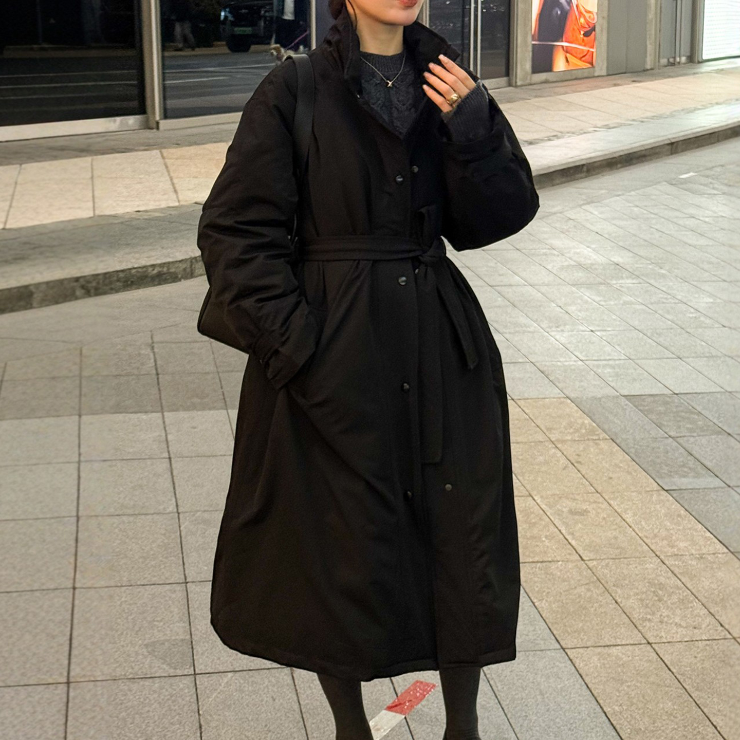 复古系腰鹅绒风衣羽绒服女欧洲站