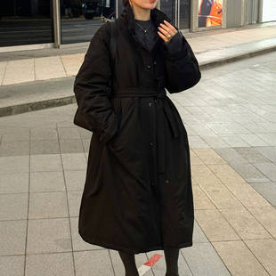 长款 欧货女装 外套潮 新款 复古系腰鹅绒风衣羽绒服女欧洲站2025冬装