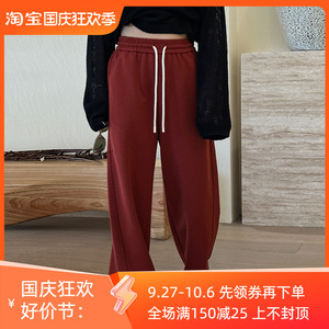 抽绳直筒阔腿卫裤女欧洲站秋装2023新款欧货女装时尚洋气休闲裤潮