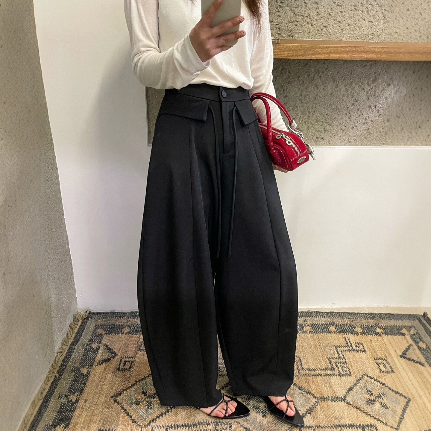 抽绳系带拖地西装阔腿裤女欧洲站2026春装新款欧货女装休闲裤子潮