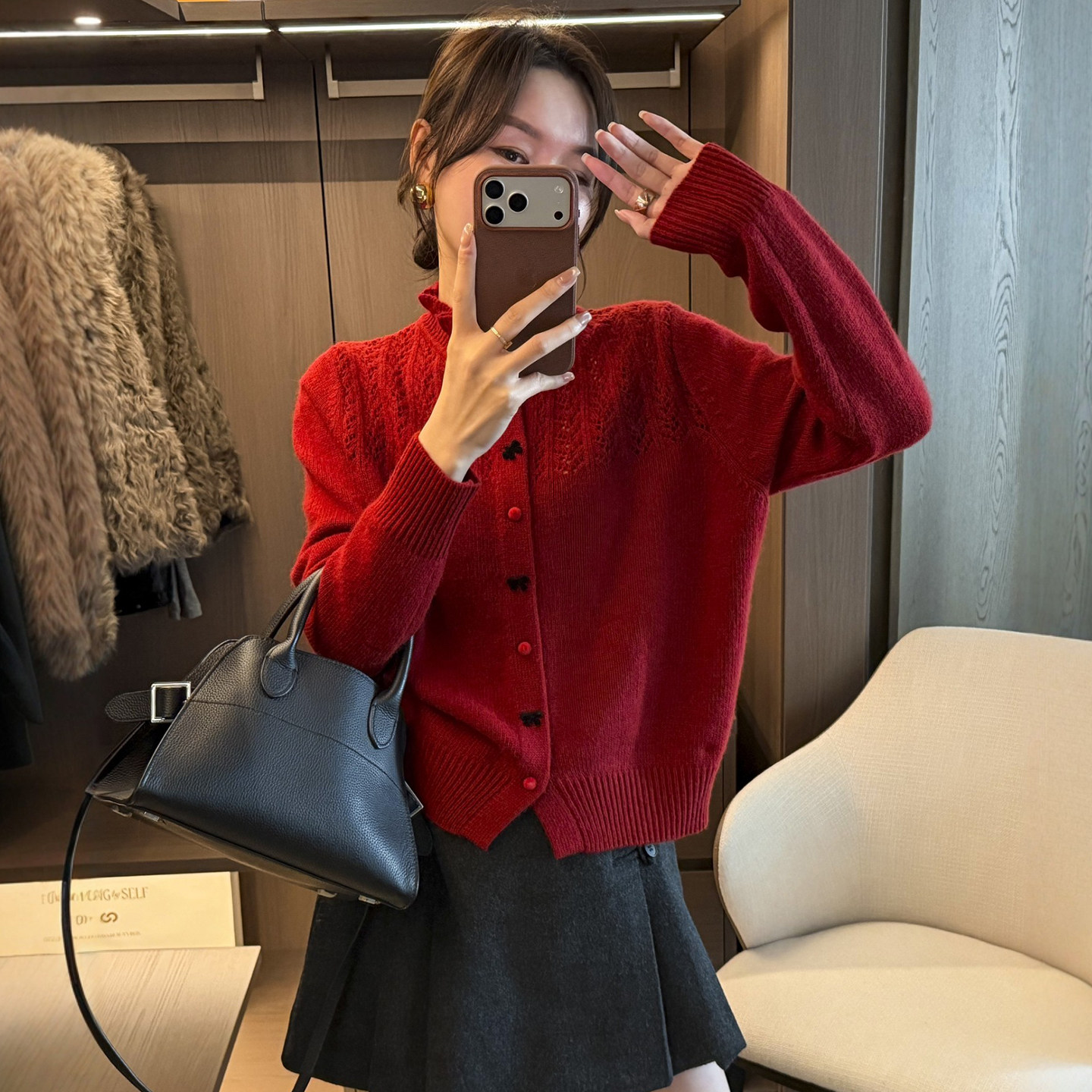 木耳花边领羊毛针织开衫女欧洲站2025冬装新款欧货女装毛衣外套潮,女装/女士精品,毛针织衫,淘宝优惠券,粉丝福利购,淘宝优惠卷