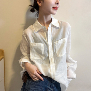 重工刺绣天丝苎麻衬衫女欧洲站2026春装新款欧货女装时尚打底衫潮