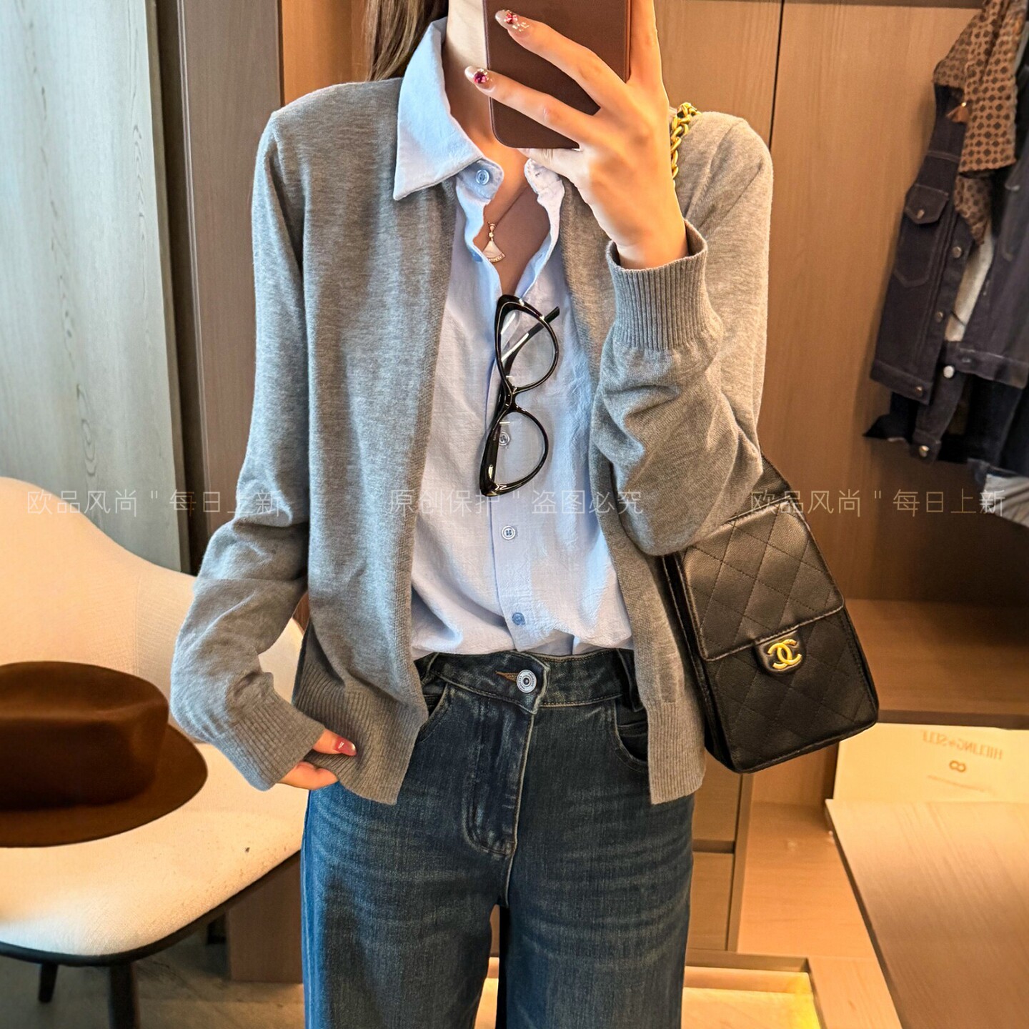 衬衫针织开衫两件套装上衣女欧货
