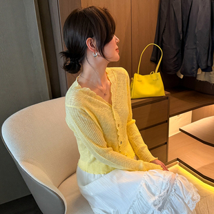打底小衫 木耳边冰丝针织开衫 潮 时尚 欧货女装 女欧洲站2026春装 新款