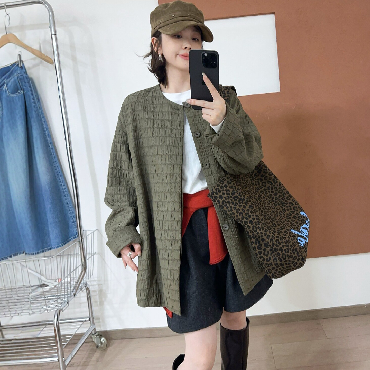 肌理感压格加棉外套女欧洲站上衣