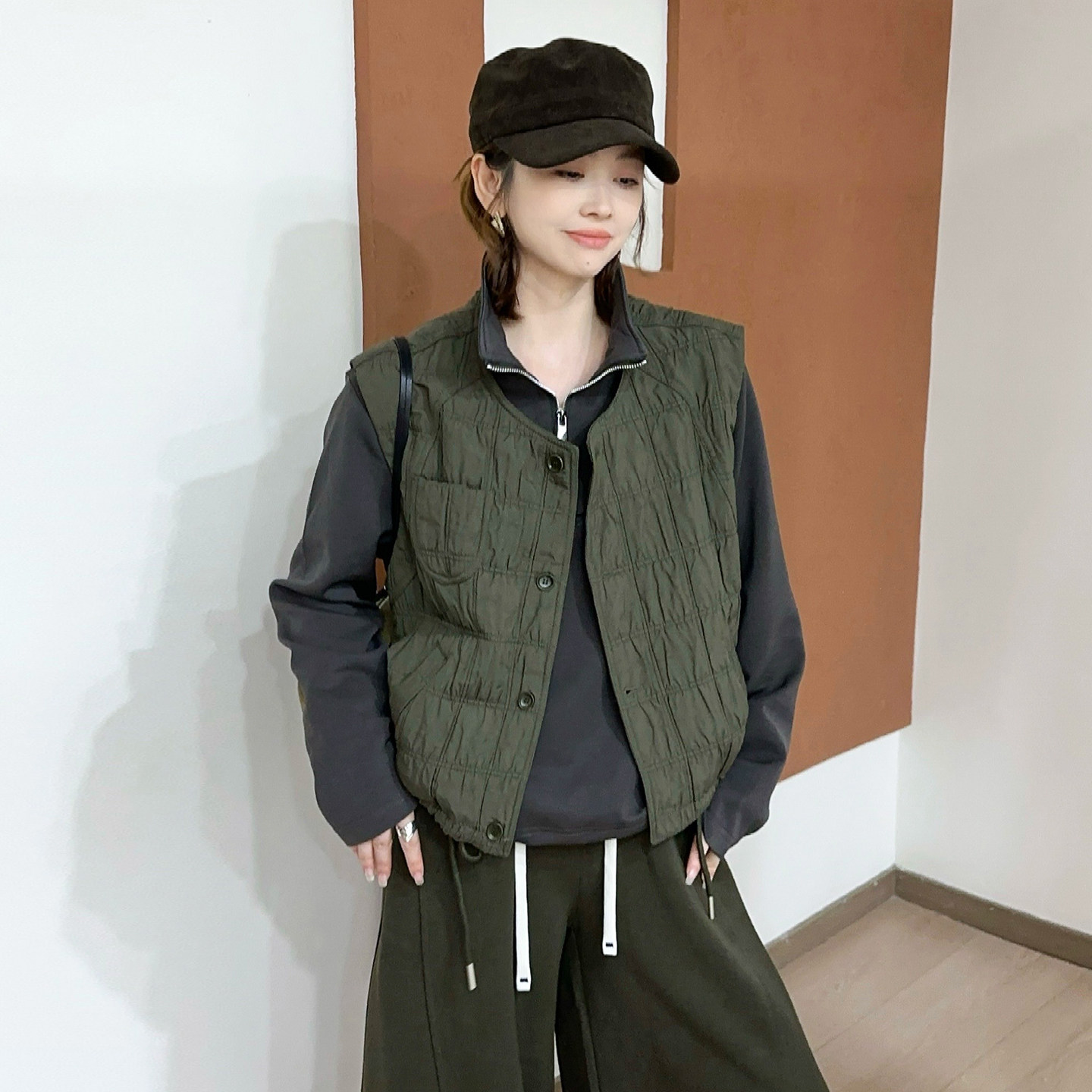 马甲外套卫衣两件套上衣女欧洲站