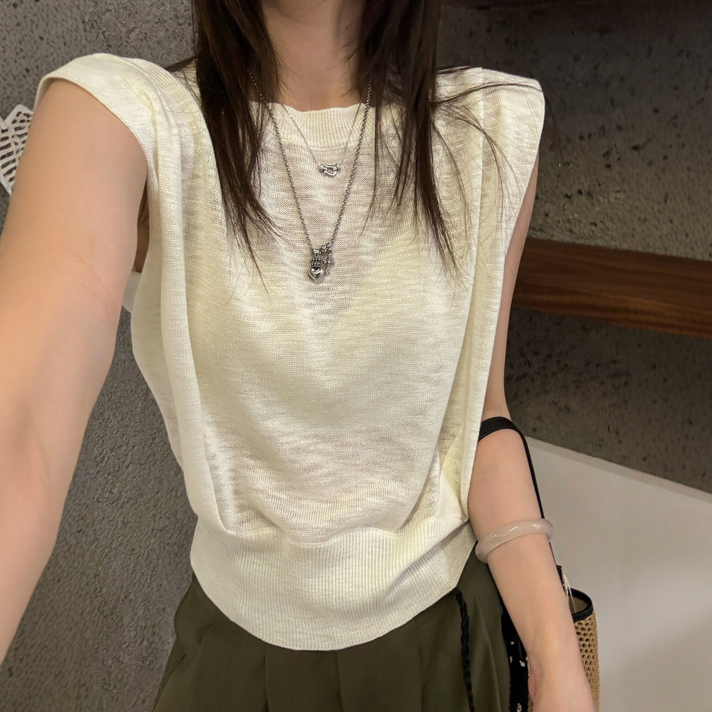 飞飞袖冰丝针织衫女欧洲站上衣