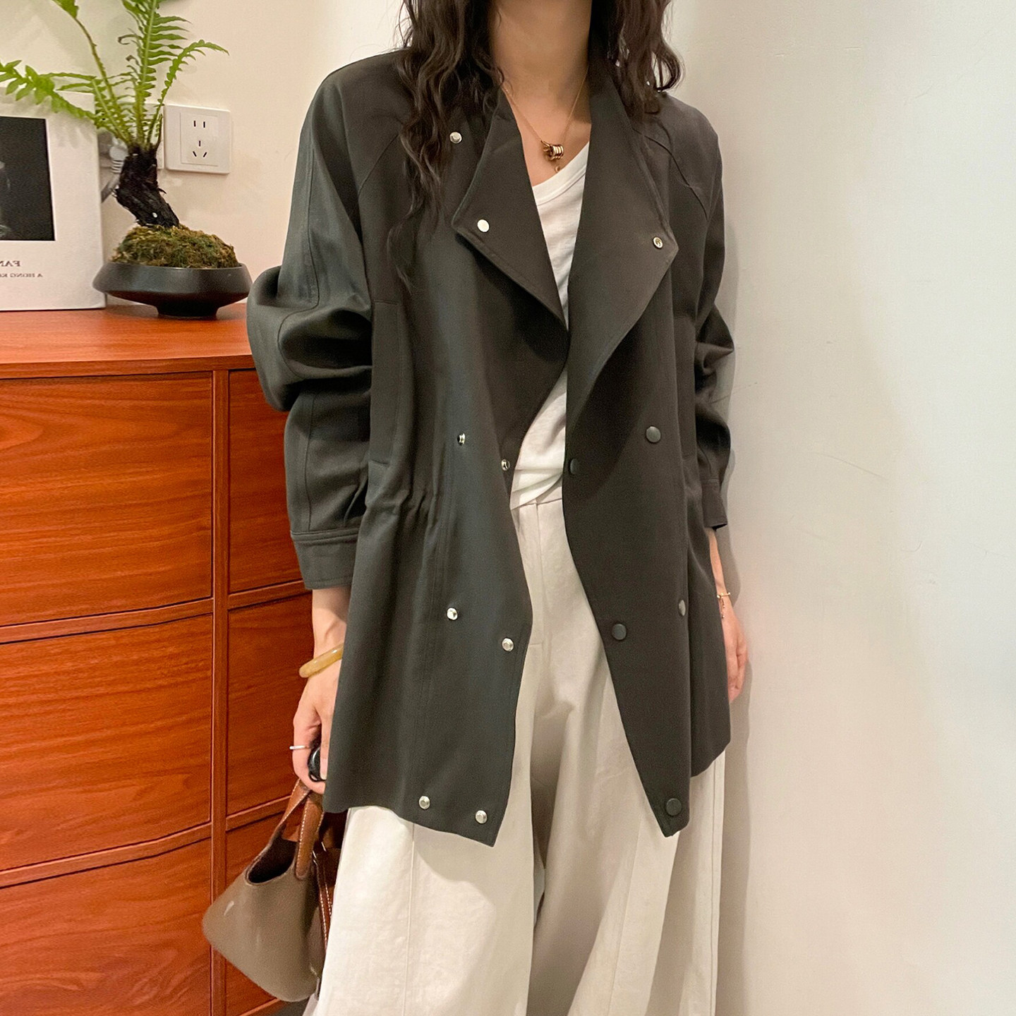 西装领收腰西装外套女欧洲站风衣