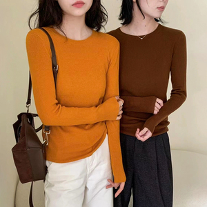 超细羊毛亮色针织打底衫女欧洲站2024早秋新款欧货女装洋气小衫潮