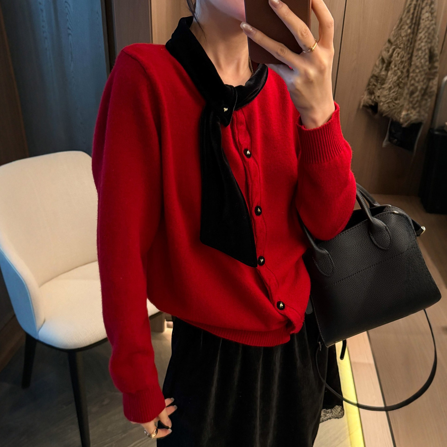 配领带细羊毛针织开衫女欧洲站2025冬装新款欧货女装毛衣短外套潮,女装/女士精品,毛针织衫,淘宝优惠券,粉丝福利购,淘宝优惠卷