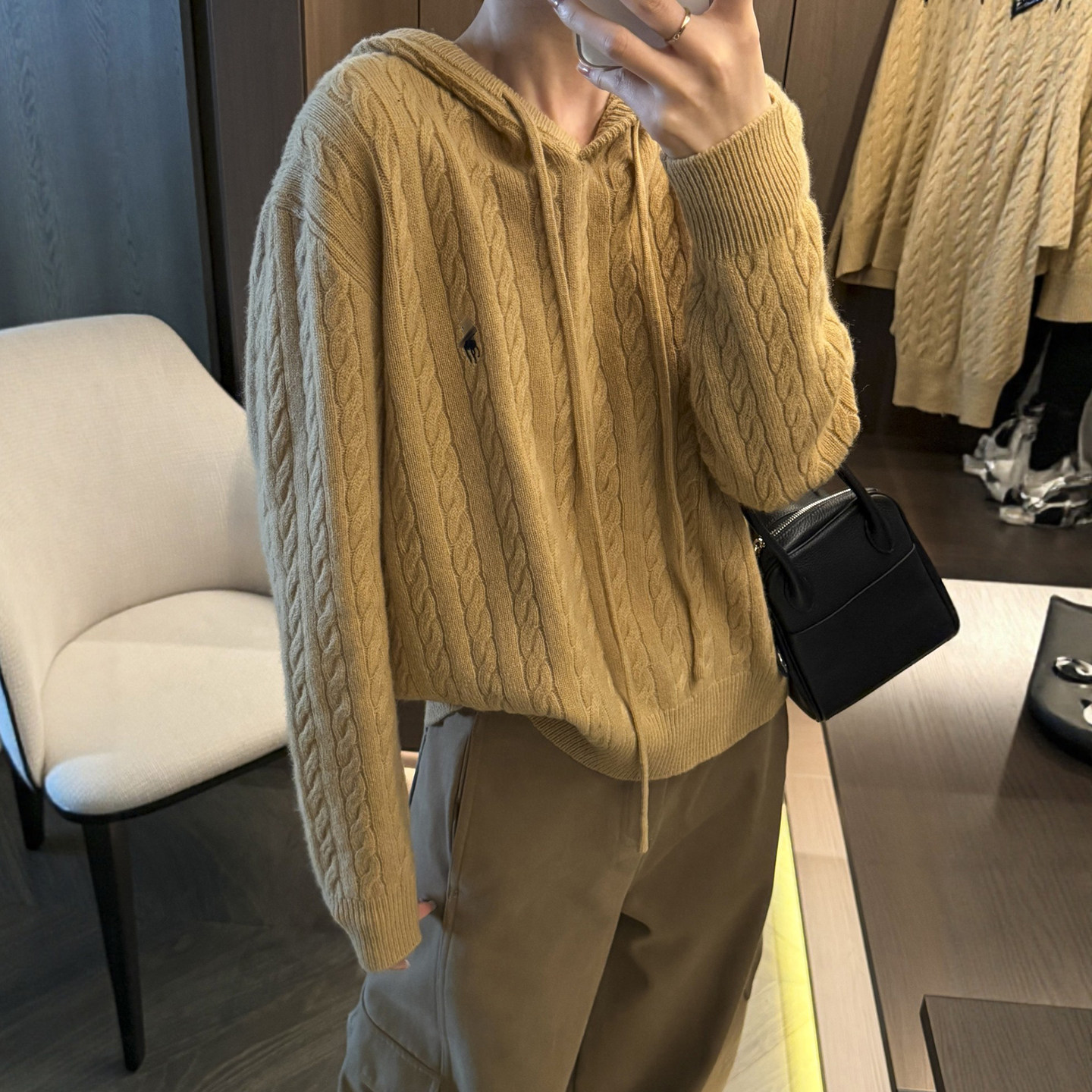 100%绵羊毛连帽针织衫女欧洲站2025冬装新款欧货女装毛衣打底衫潮