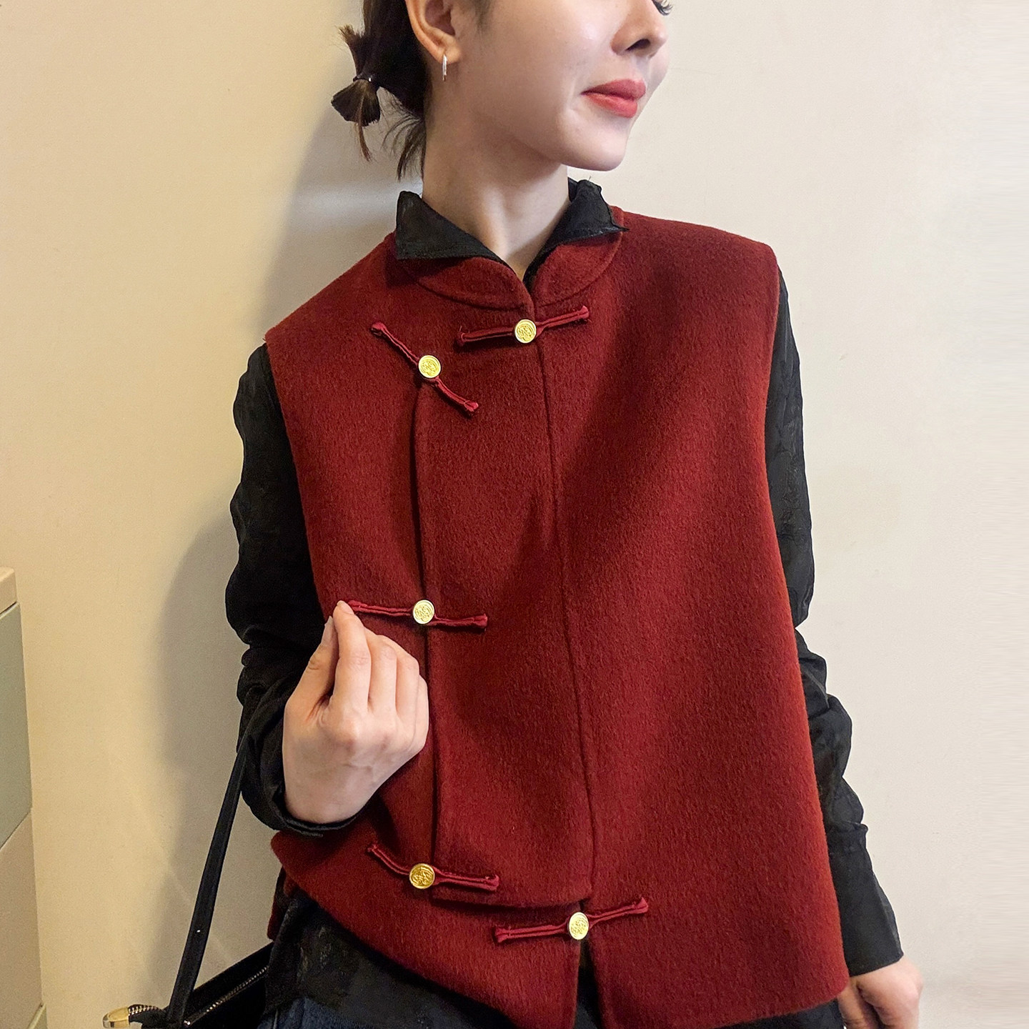 新中式国风立领羊绒马甲外套女欧洲站2025冬装新款欧货女装上衣潮