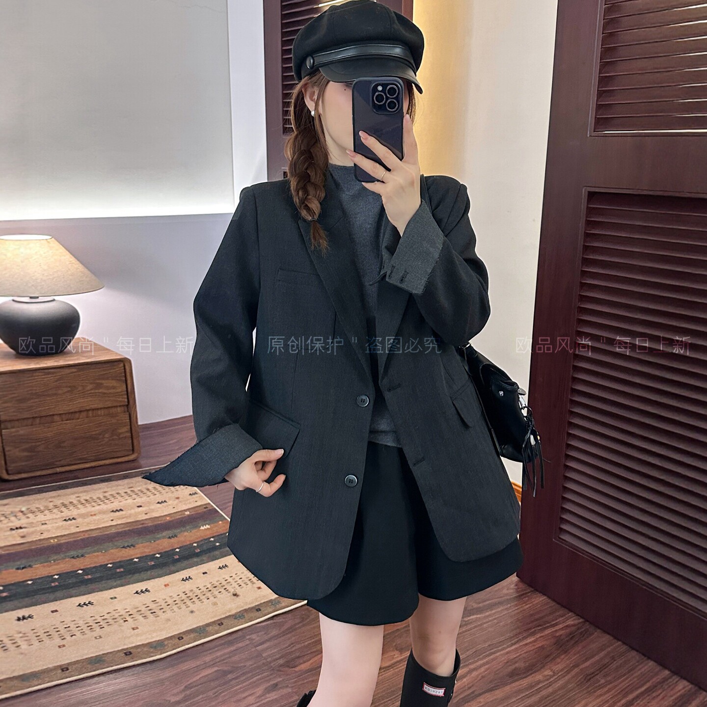 高级感翻边西装外套女欧洲站西服