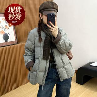 配围巾压格面包羽绒服女欧洲站2025冬装新款欧货女装小个子外套潮