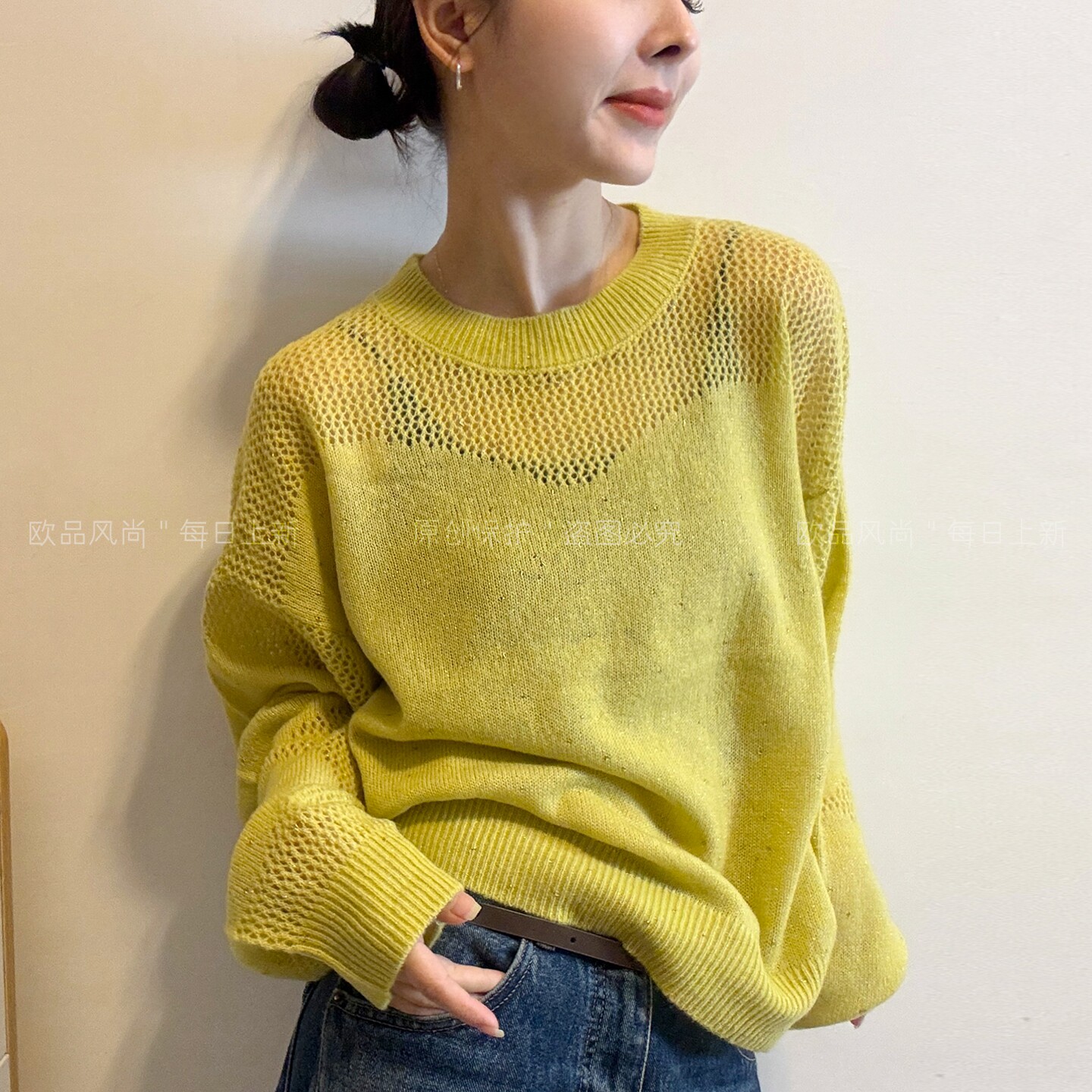 莱赛尔绵羊毛山羊绒针织衫女欧货