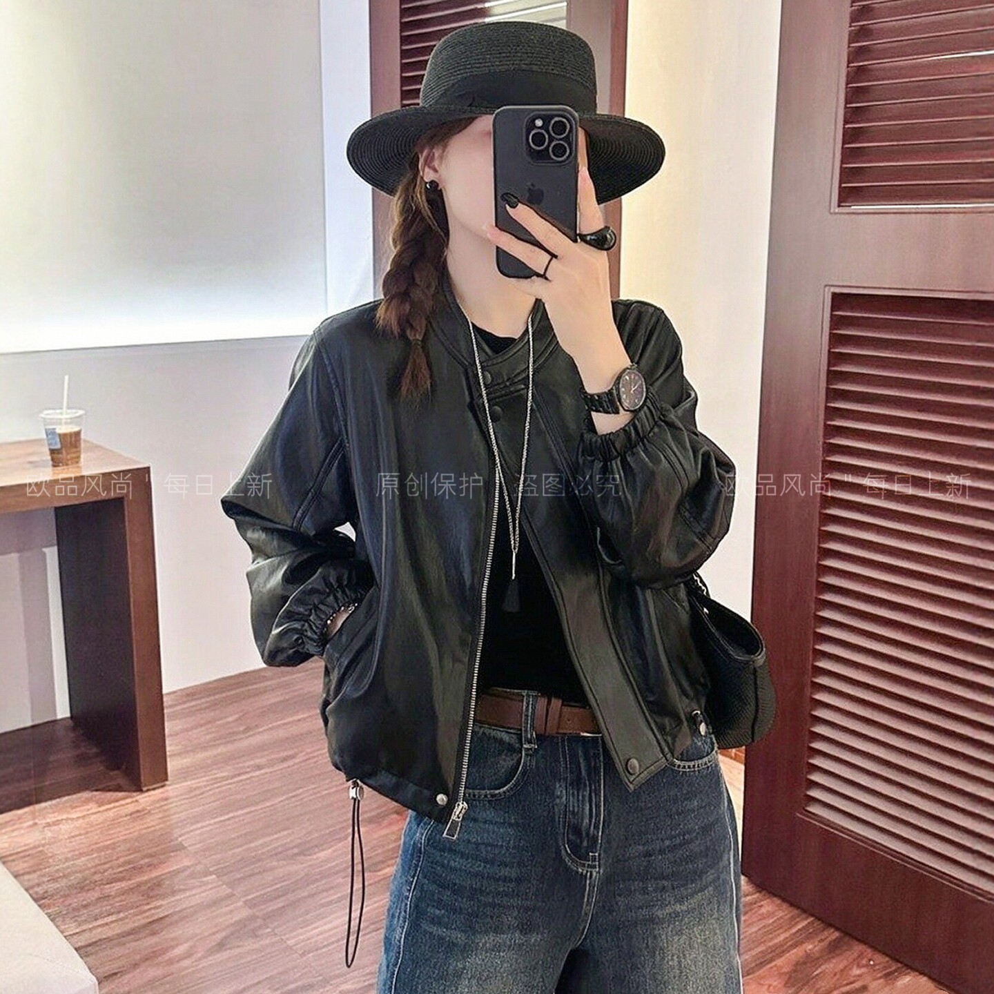 复古立领蛋白皮PU皮衣外套欧洲站