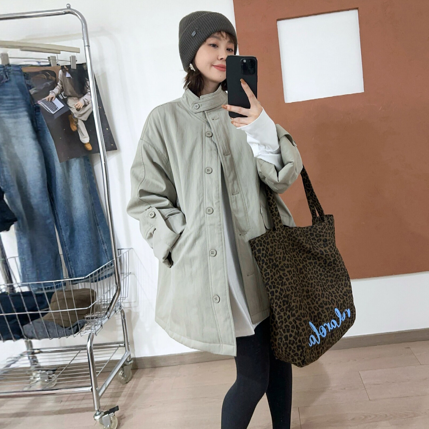 复古立领加棉风衣外套女欧货棉衣