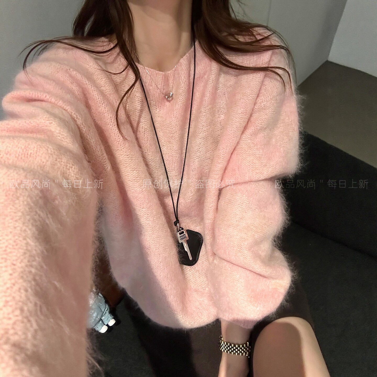 复古印染拉毛羊绒针织衫女欧洲站2026秋季新款欧货女装时尚打底衫