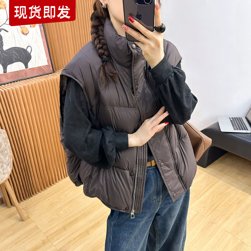 90白鸭绒羽绒服马甲外套女欧洲站