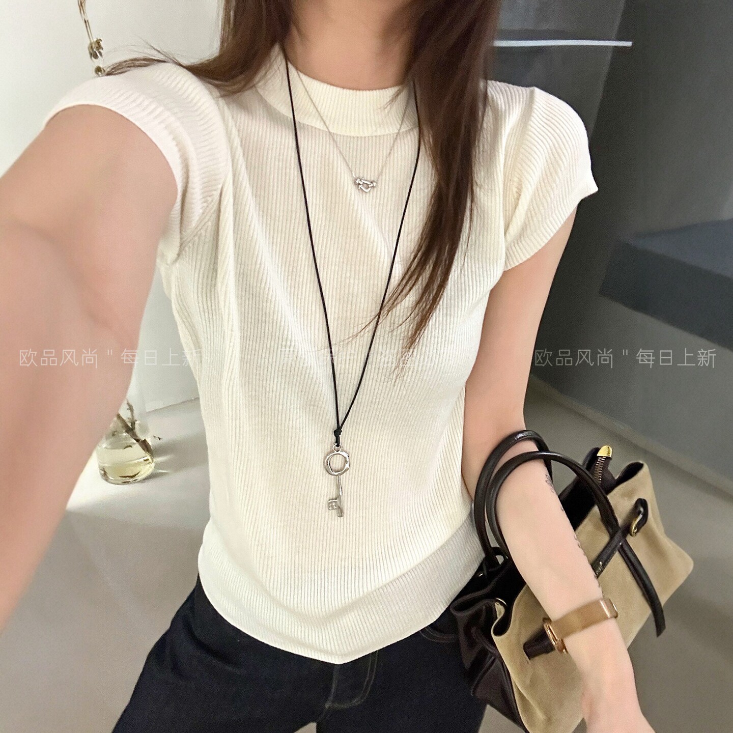 半高领羊毛针织打底衫女欧洲站潮