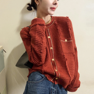 欧货女装 新款 洋气毛衣潮 女欧洲站2025冬装 小香风毛边羊毛针织开衫