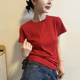 新款 T恤女欧洲站2026春装 欧货女装 时尚 潮 糖果色修身 洋气小衫 短袖