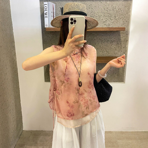新中式国风盘扣衬衫女欧洲站小衫