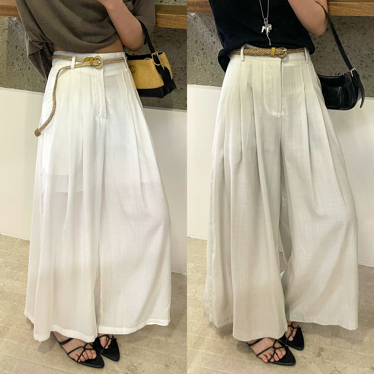 配腰带九分麻料阔腿裙裤女欧洲站2026夏装新款欧货女装休闲裤子潮