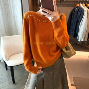 重工钉珠绵羊毛针织衫女欧洲站2026秋季新款欧货女装时尚打底毛衣